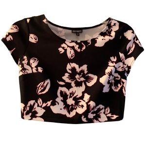 NEW! Express Hibiscus Floral Cap Sleeve Crop Top